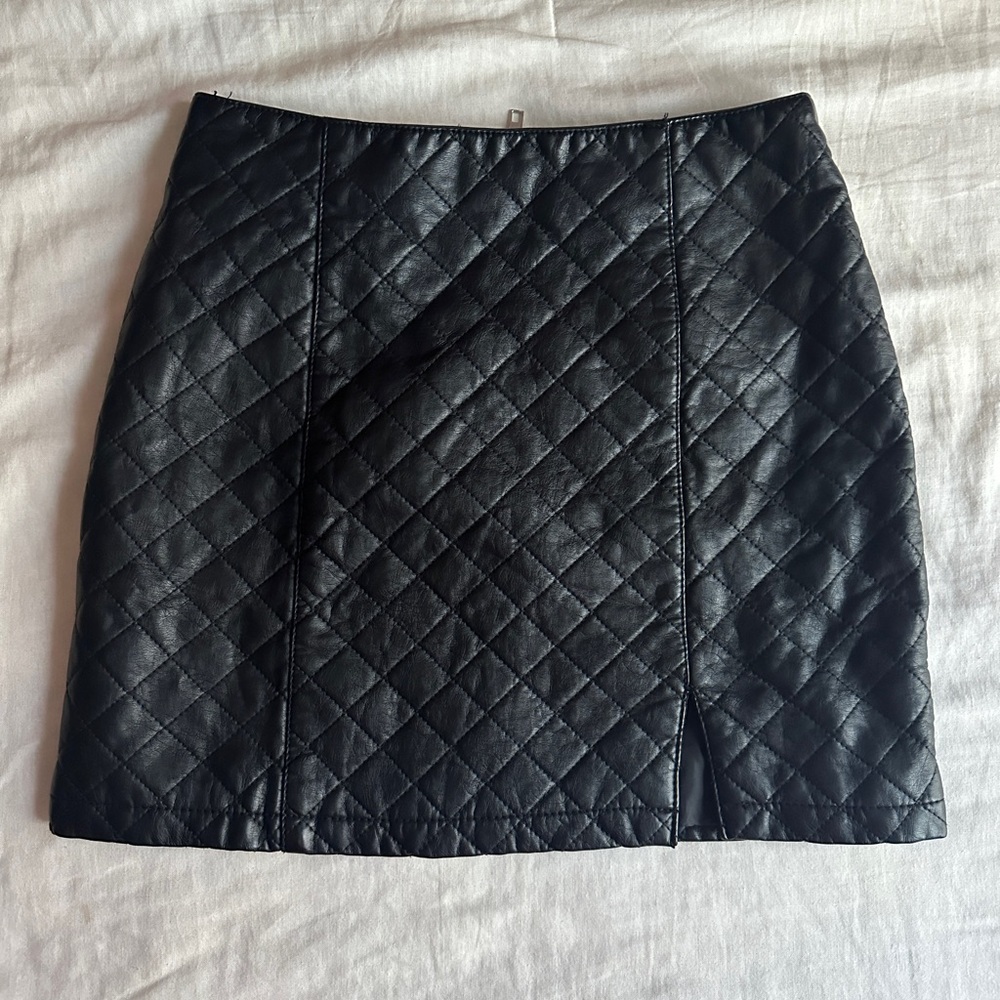 Faux Leather Quilted Skirt